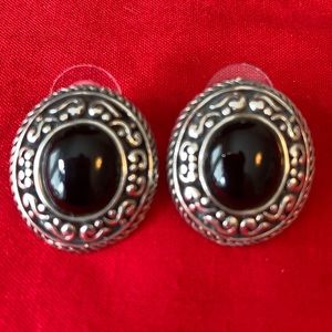Sterling Silver Onyx Earrings - Pierced